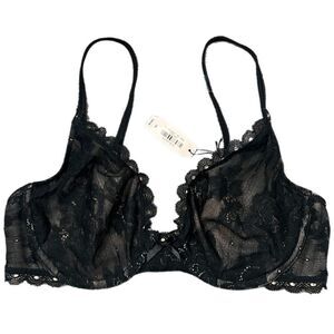 Victoria’s Secret Unlined Semi Demi underwire lace bra black 34C